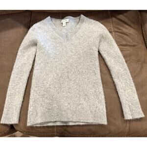 Nordstrom V-Neck 100% Cashmere Sweater Women's XXS Light Grey